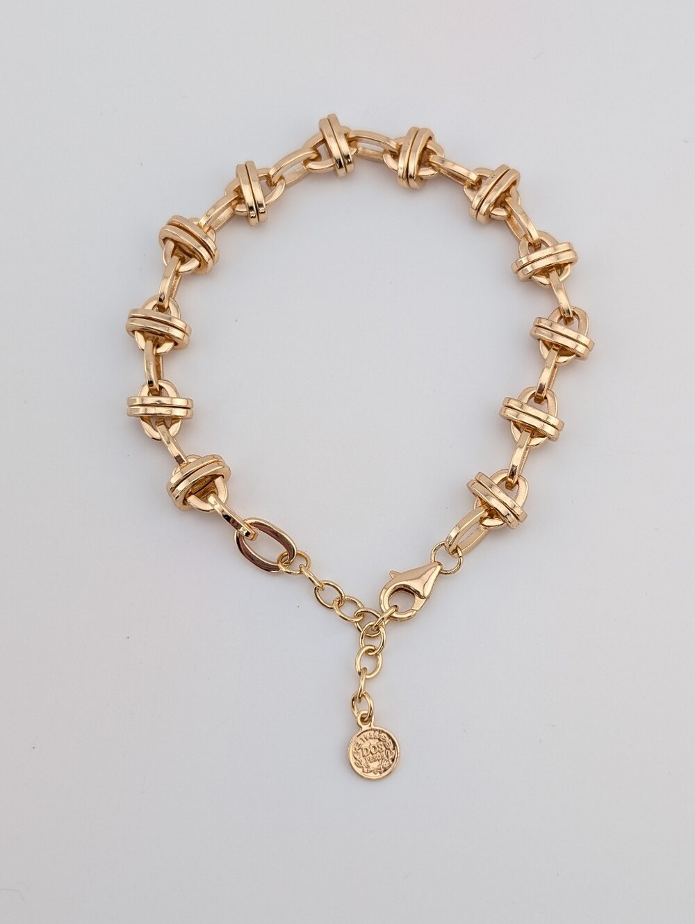 Dos Pesos Gold Tone Chain Link Bracelet With Coin Charm